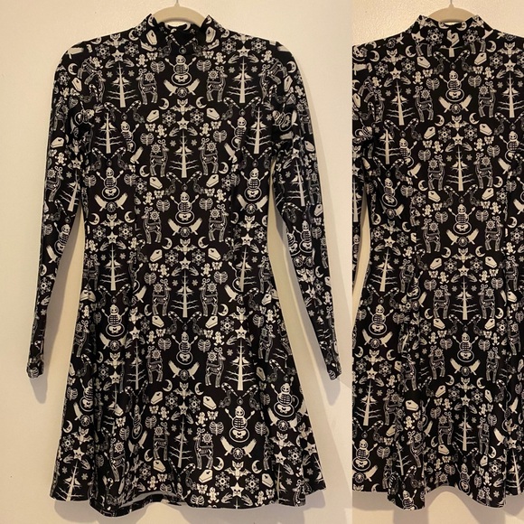 Naughty List Long Sleeve Evil Mini Skater Dress Limited Medium✨made in Australia - Picture 3 of 5